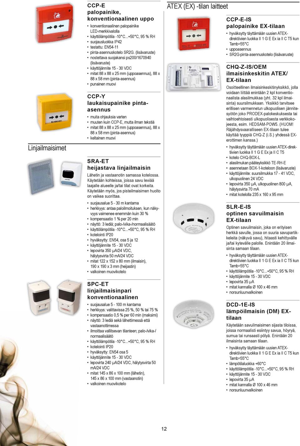 muita ohjauksia varten muuten kuin CCP-E, mutta ilman tekstiä mitat 88 x 88 x 25 mm (uppoasennus), 88 x 88 x 58 mm (pinta-asennus) keltainen muovi SRA-ET heijastava linjailmaisin Lähetin ja