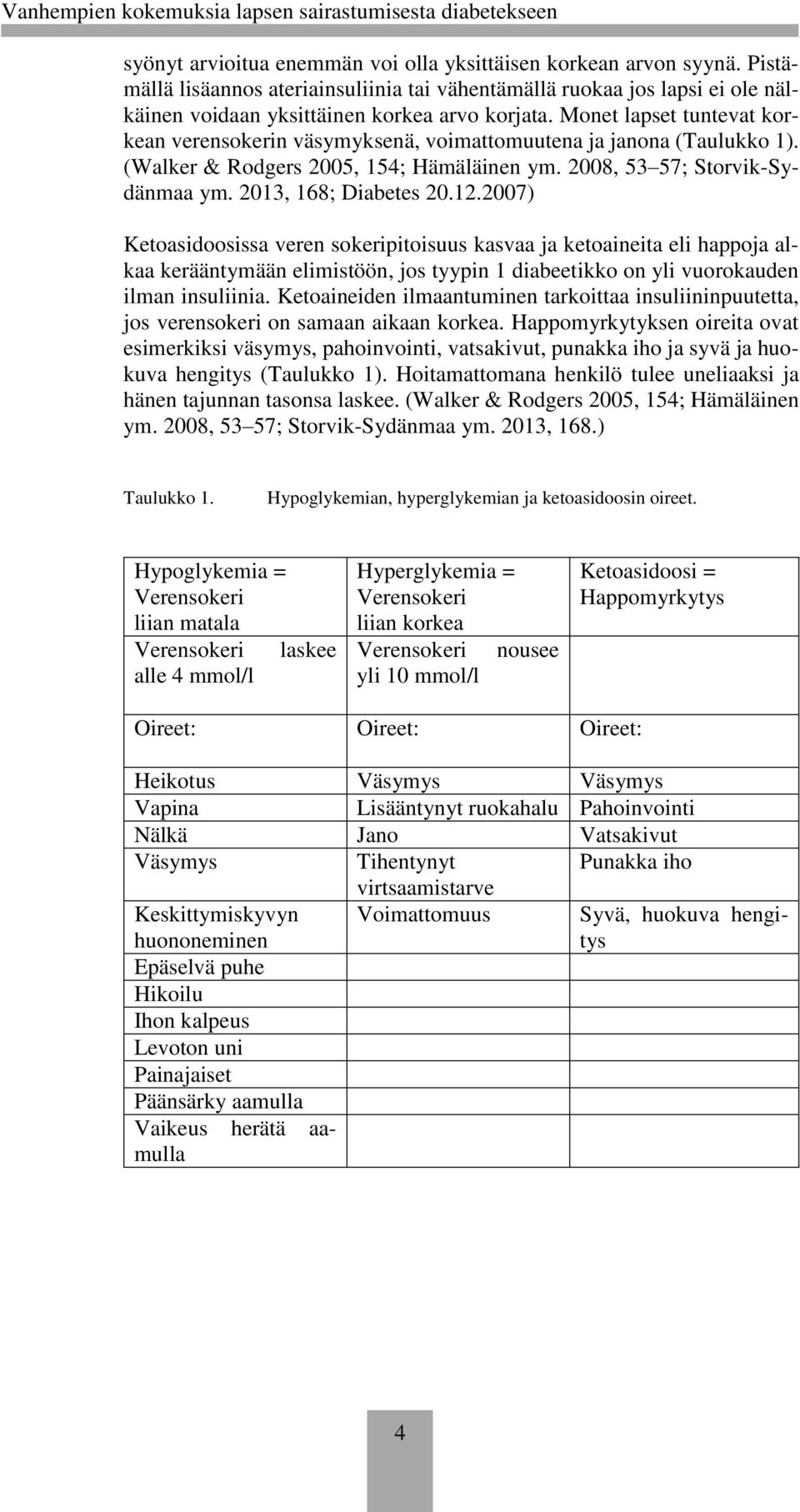 2007) Ketoasidoosissa veren sokeripitoisuus kasvaa ja ketoaineita eli happoja alkaa kerääntymään elimistöön, jos tyypin 1 diabeetikko on yli vuorokauden ilman insuliinia.