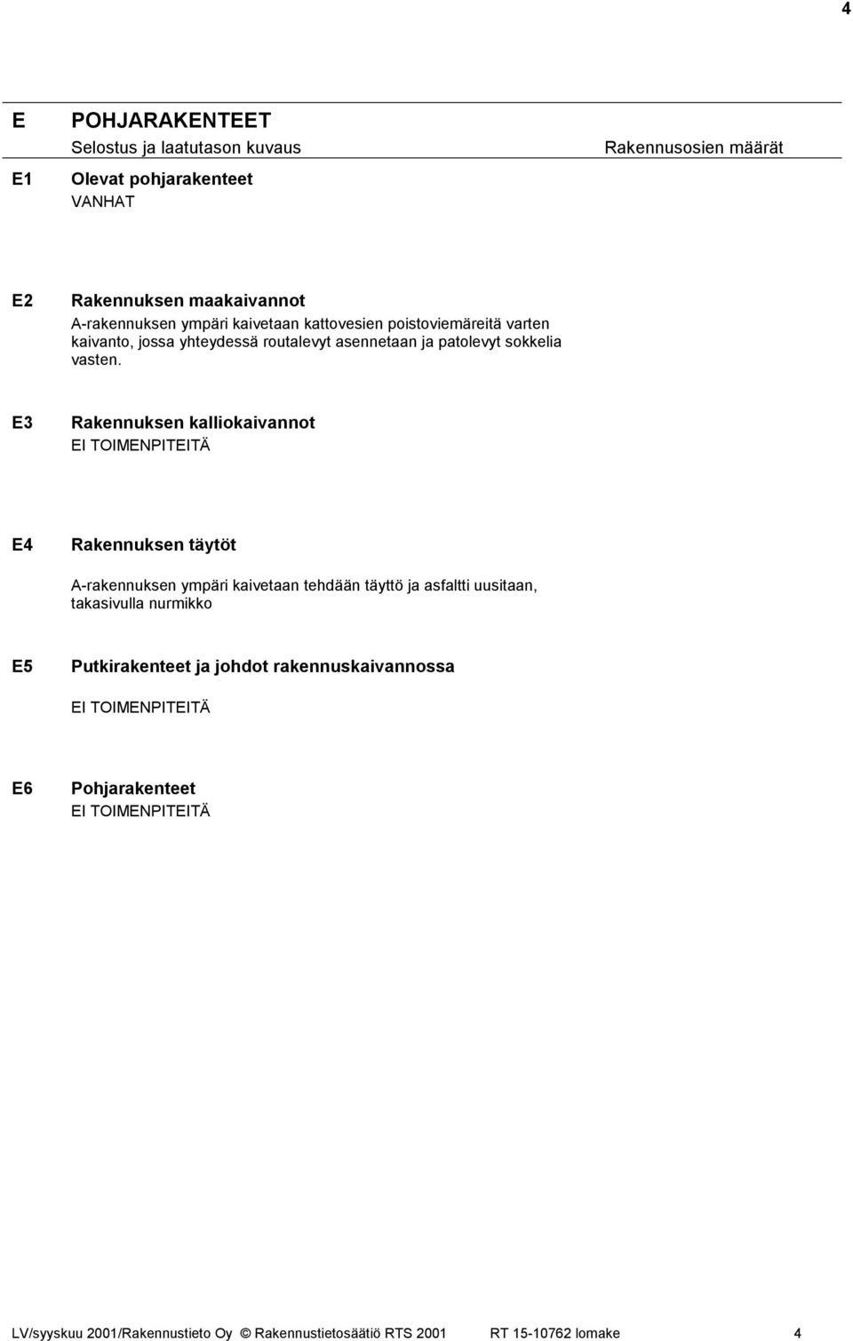 E3 Rakennuksen kalliokaivannot E4 Rakennuksen täytöt A-rakennuksen ympäri kaivetaan tehdään täyttö ja asfaltti uusitaan,