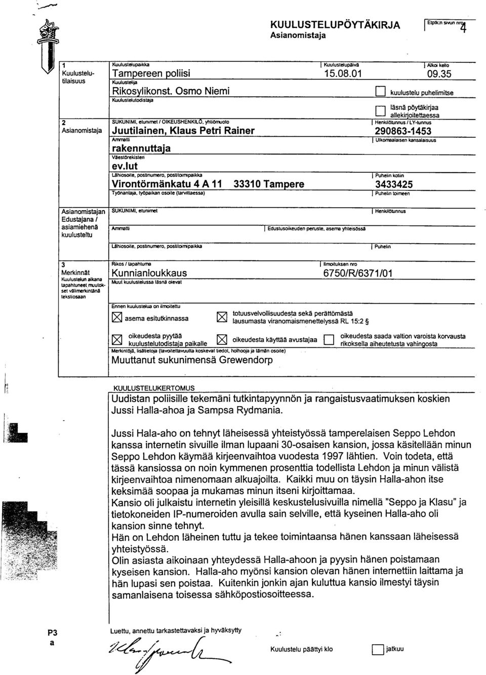 290863-1453 Anvnatti Ulk=alaisen kansalaisuus rakennutta"a V3estOrekisteri ev.