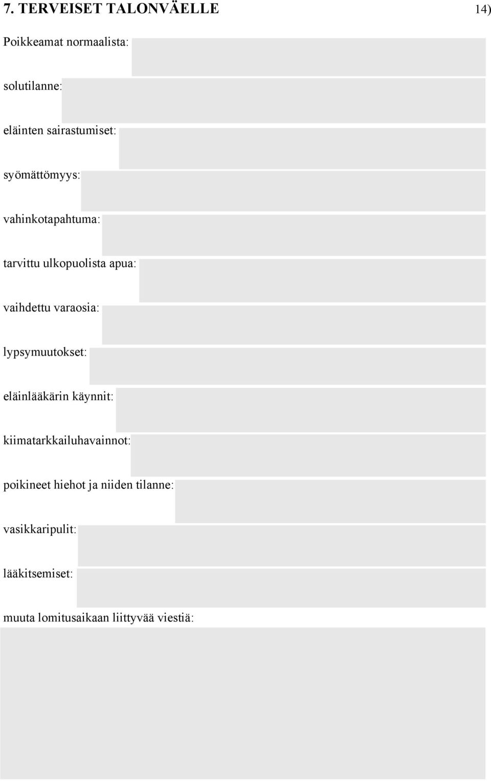 varaosia: lypsymuutokset: eläinlääkärin käynnit: kiimatarkkailuhavainnot: poikineet