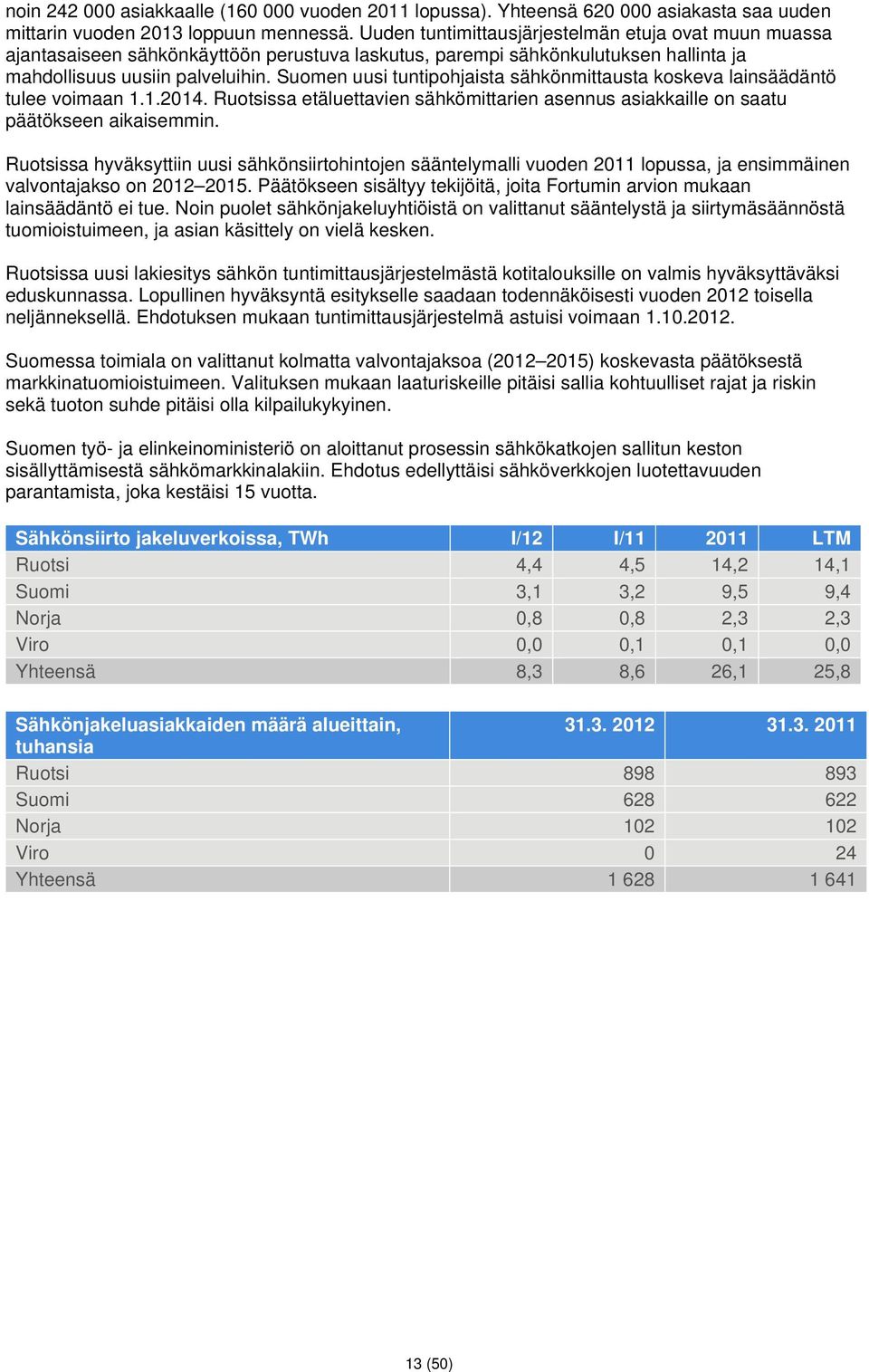 Suomen uusi tuntipohjaista sähkönmittausta koskeva lainsäädäntö tulee voimaan 1.1.2014. Ruotsissa etäluettavien sähkömittarien asennus asiakkaille on saatu päätökseen aikaisemmin.