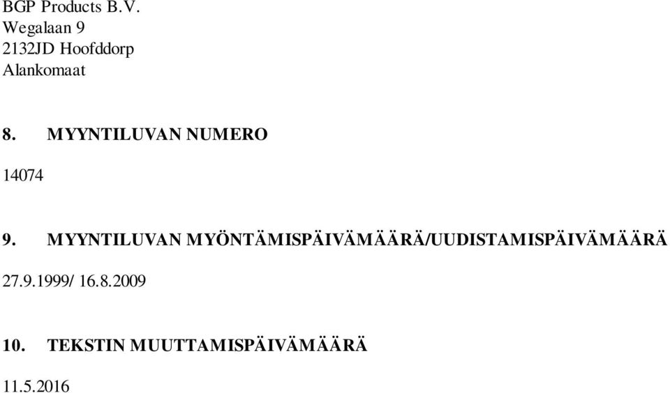 MYYNTILUVAN NUMERO 14074 9.