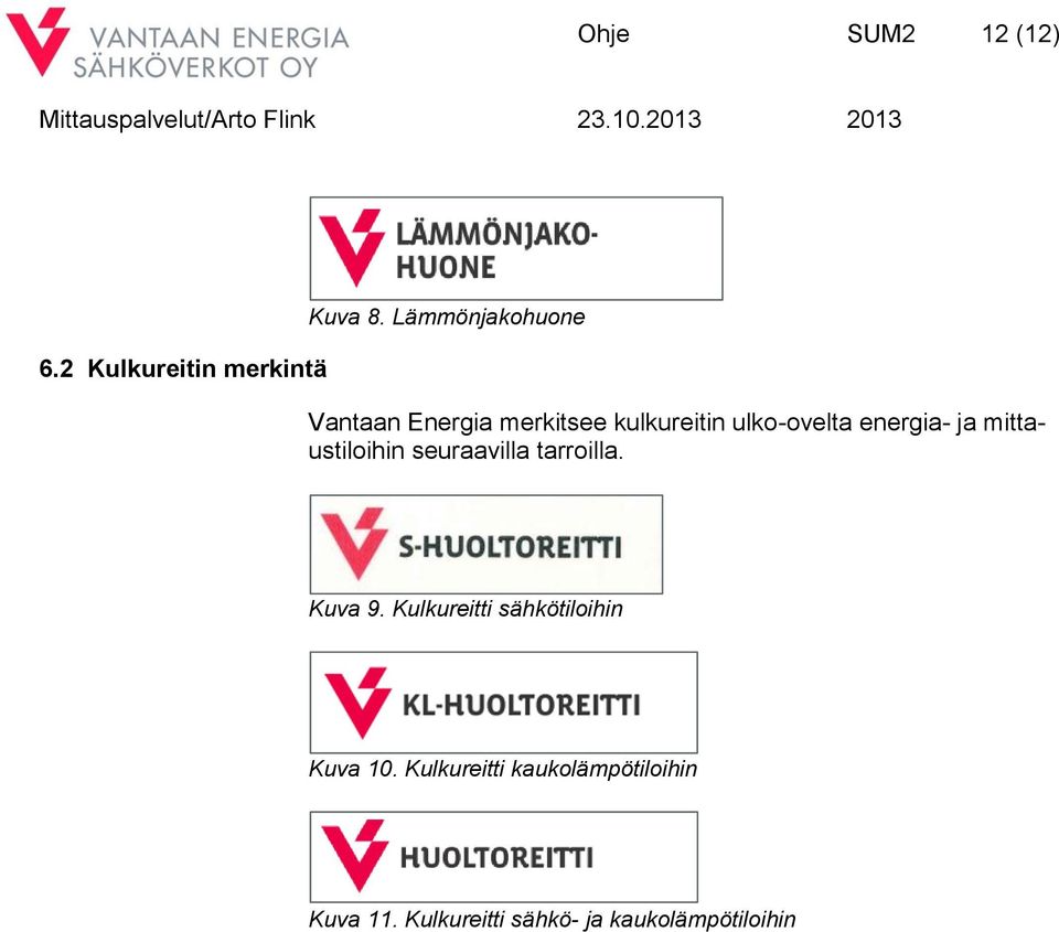 energia- ja mittaustiloihin seuraavilla tarroilla. Kuva 9.