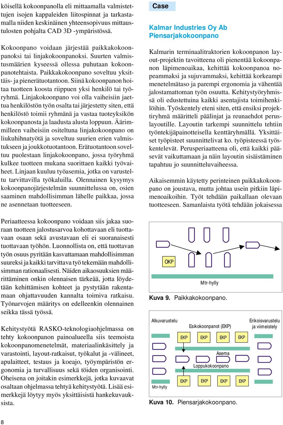 Paikkakokoonpano soveltuu yksittäis- ja pienerätuotantoon. Siinä kokoonpanon hoitaa tuotteen koosta riippuen yksi henkilö tai työryhmä.