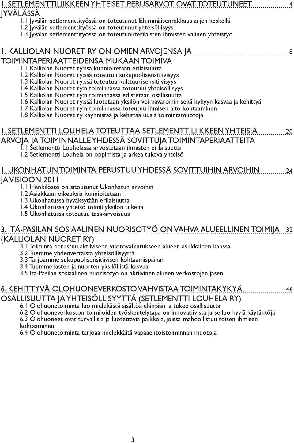 KALLIOLAN NUORET RY ON OMIEN ARVOJENSA JA TOIMINTAPERIAATTEIDENSA MUKAAN TOIMIVA. Kalliolan Nuoret ry:ssä kunnioitetaan erilaisuutta.2 Kalliolan Nuoret ry:ssä toteutuu sukupuolisensitiivisyys.