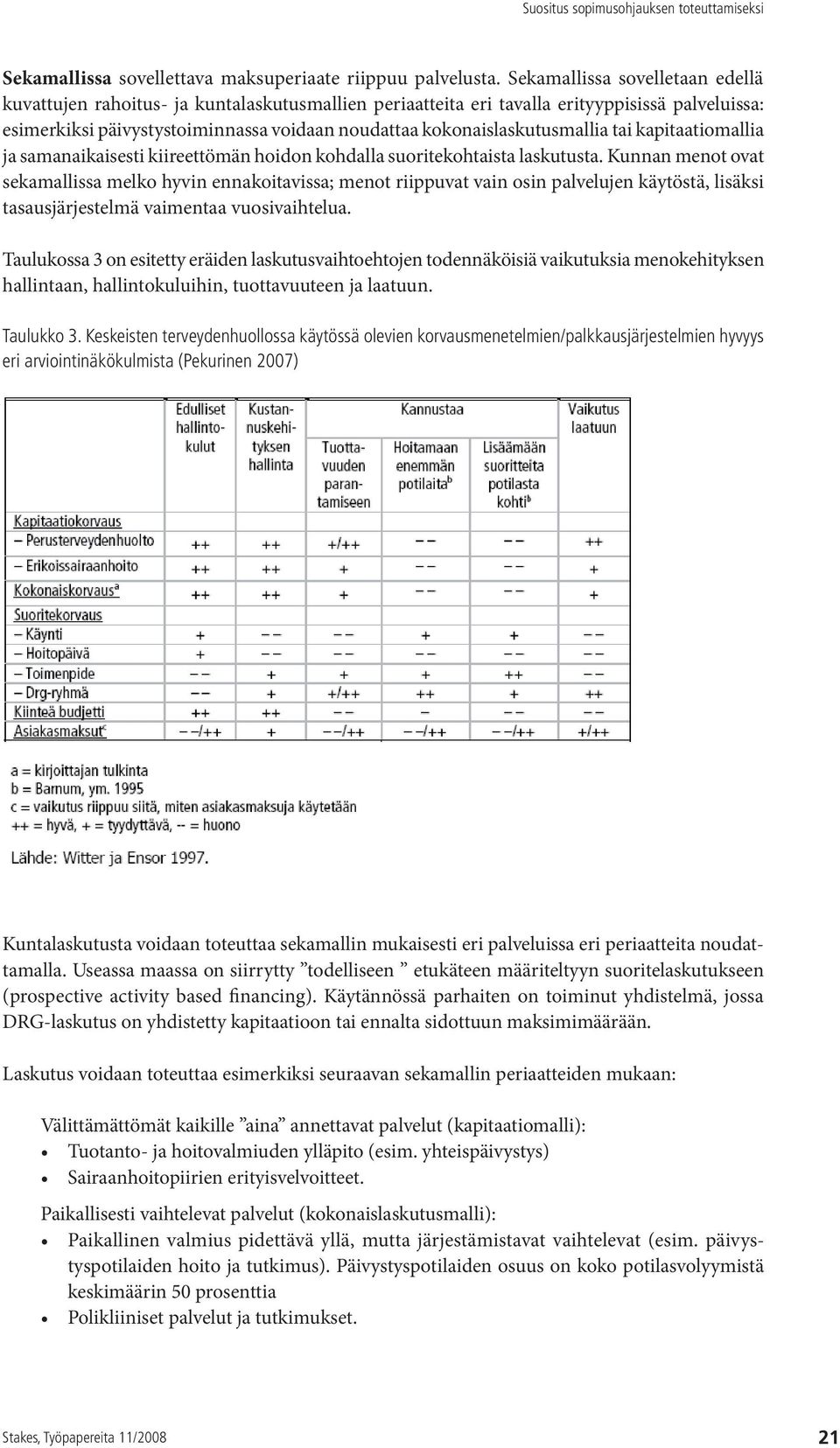 kokonaislaskutusmallia tai kapitaatiomallia ja samanaikaisesti kiireettömän hoidon kohdalla suoritekohtaista laskutusta.