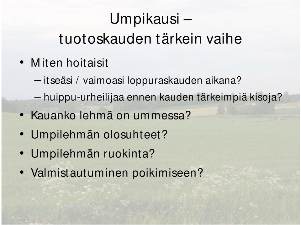 huippu-urheilijaa ennen kauden tärkeimpiä kisoja?