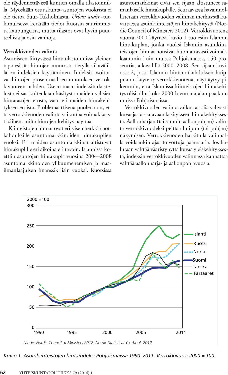 Verrokkivuoden valinta Asumiseen liittyvässä hintatilastoinnissa yleinen tapa esittää hintojen muutosta tietyllä aikavälillä on indeksien käyttäminen.