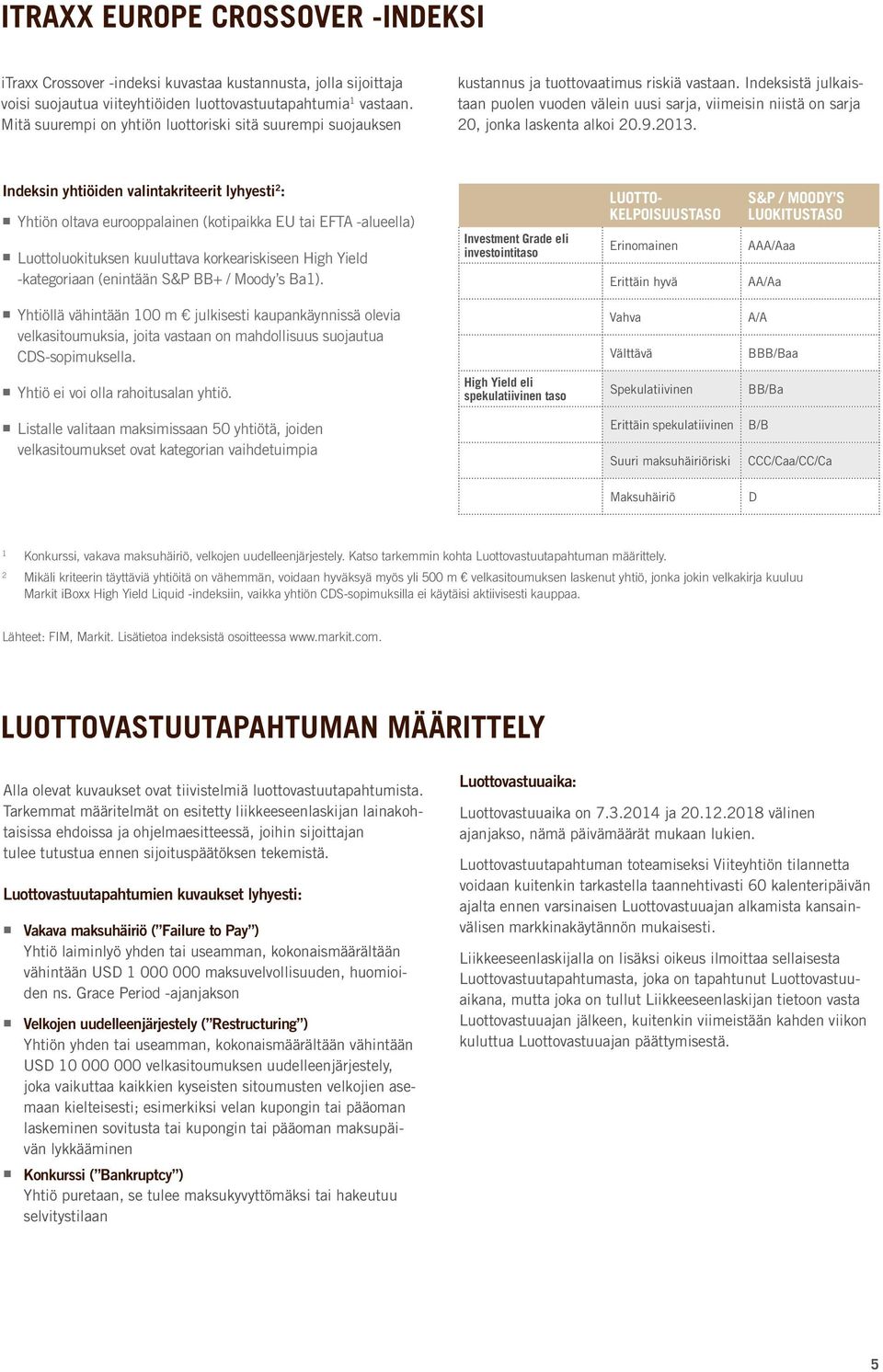 Indeksistä julkaistaan puolen vuoden välein uusi sarja, viimeisin niistä on sarja 20, jonka laskenta alkoi 20.9.2013.