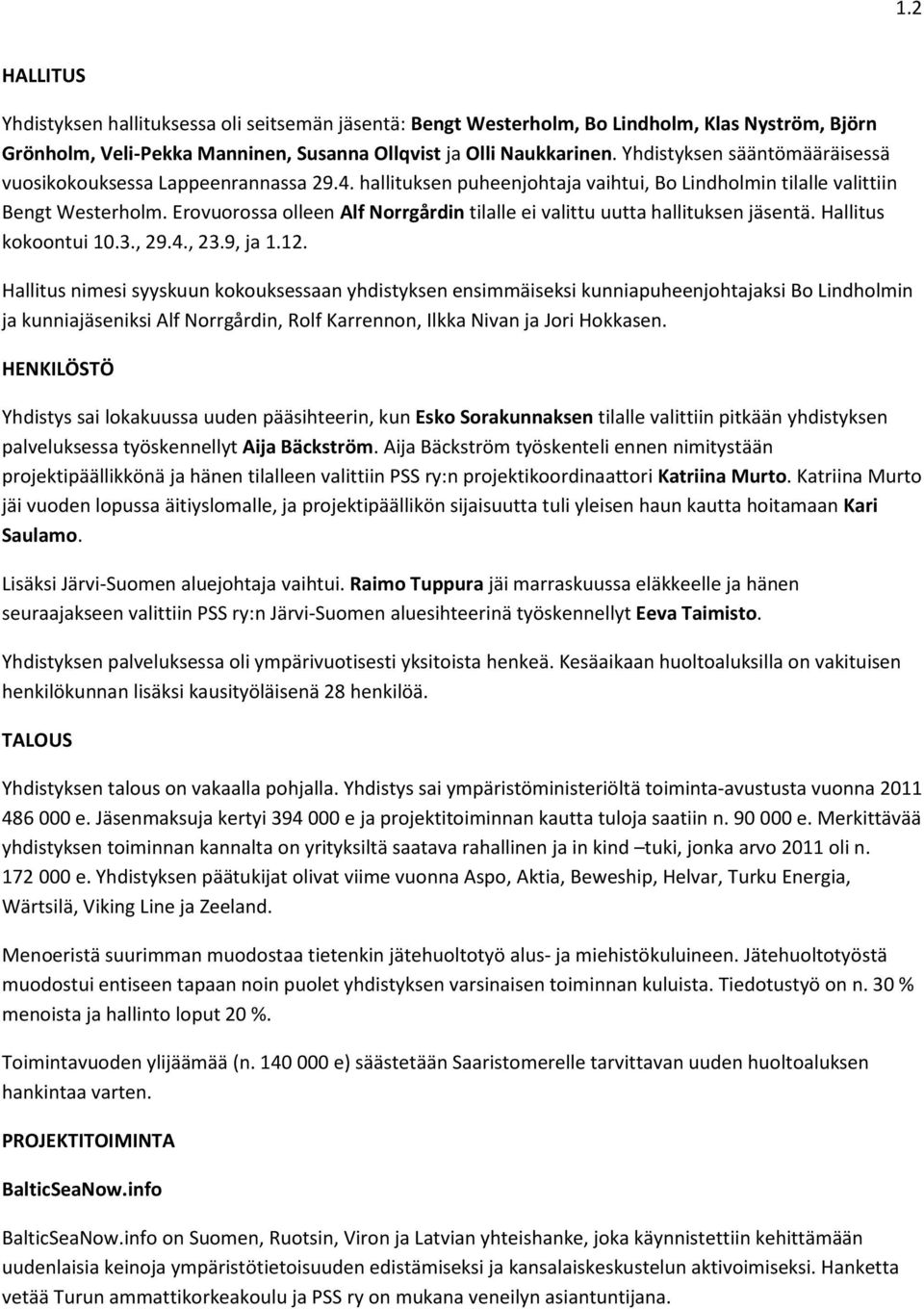 Erovuorossa olleen Alf Norrgårdin tilalle ei valittu uutta hallituksen jäsentä. Hallitus kokoontui 10.3., 29.4., 23.9, ja 1.12.