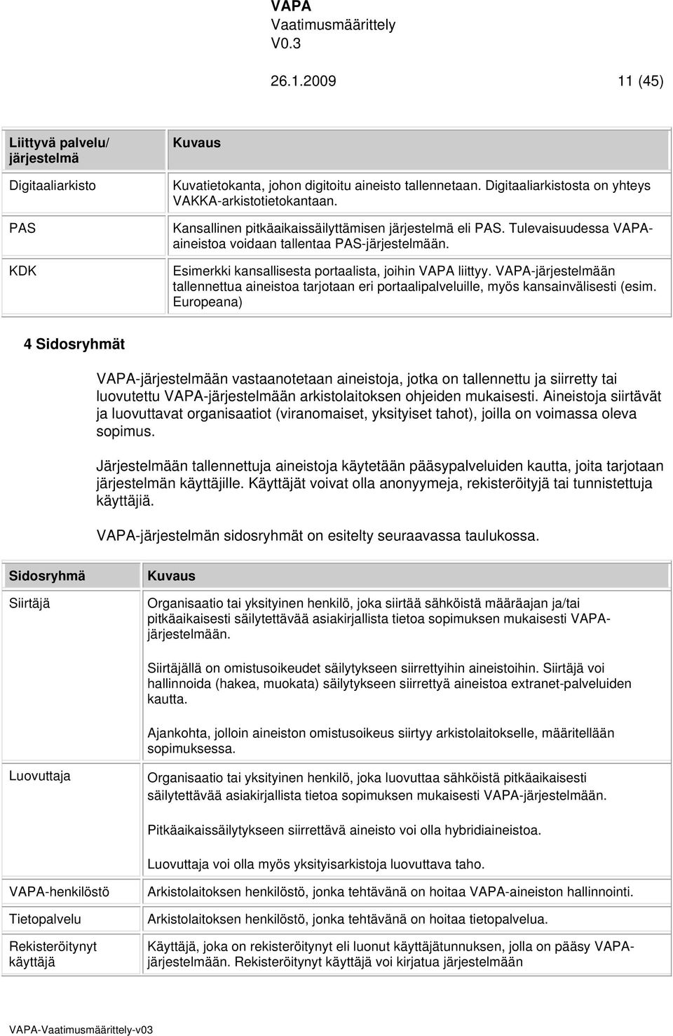 VAPA-järjestelmään tallennettua aineistoa tarjotaan eri portaalipalveluille, myös kansainvälisesti (esim.