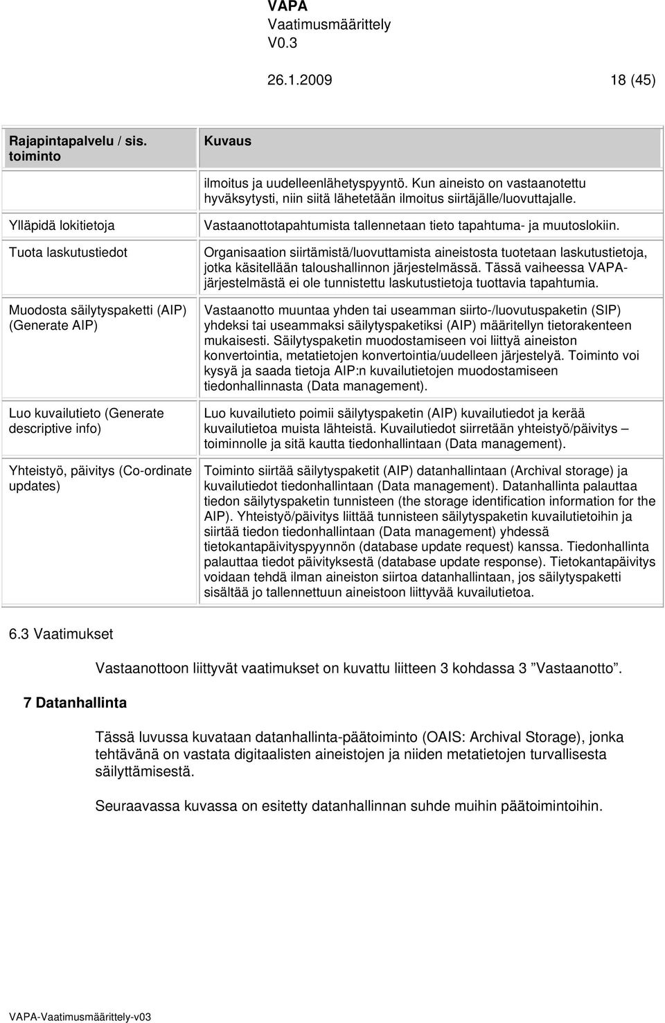 tallennetaan tieto tapahtuma- ja muutoslokiin. Organisaation siirtämistä/luovuttamista aineistosta tuotetaan laskutustietoja, jotka käsitellään taloushallinnon järjestelmässä.