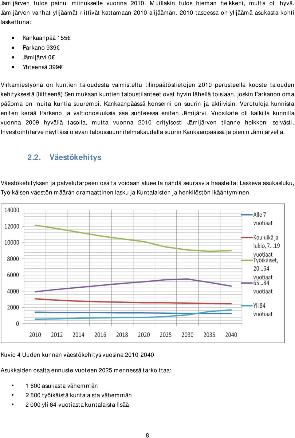 talouden kehityksestä (liitteenä) Sen mukaan kuntien taloustilanteet ovat hyvin lähellä toisiaan, joskin Parkanon oma pääoma on muita kuntia suurempi. Kankaanpäässä konserni on suurin ja aktiivisin.