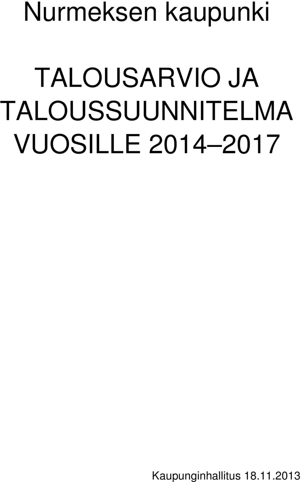 TALOUSSUUNNITELMA