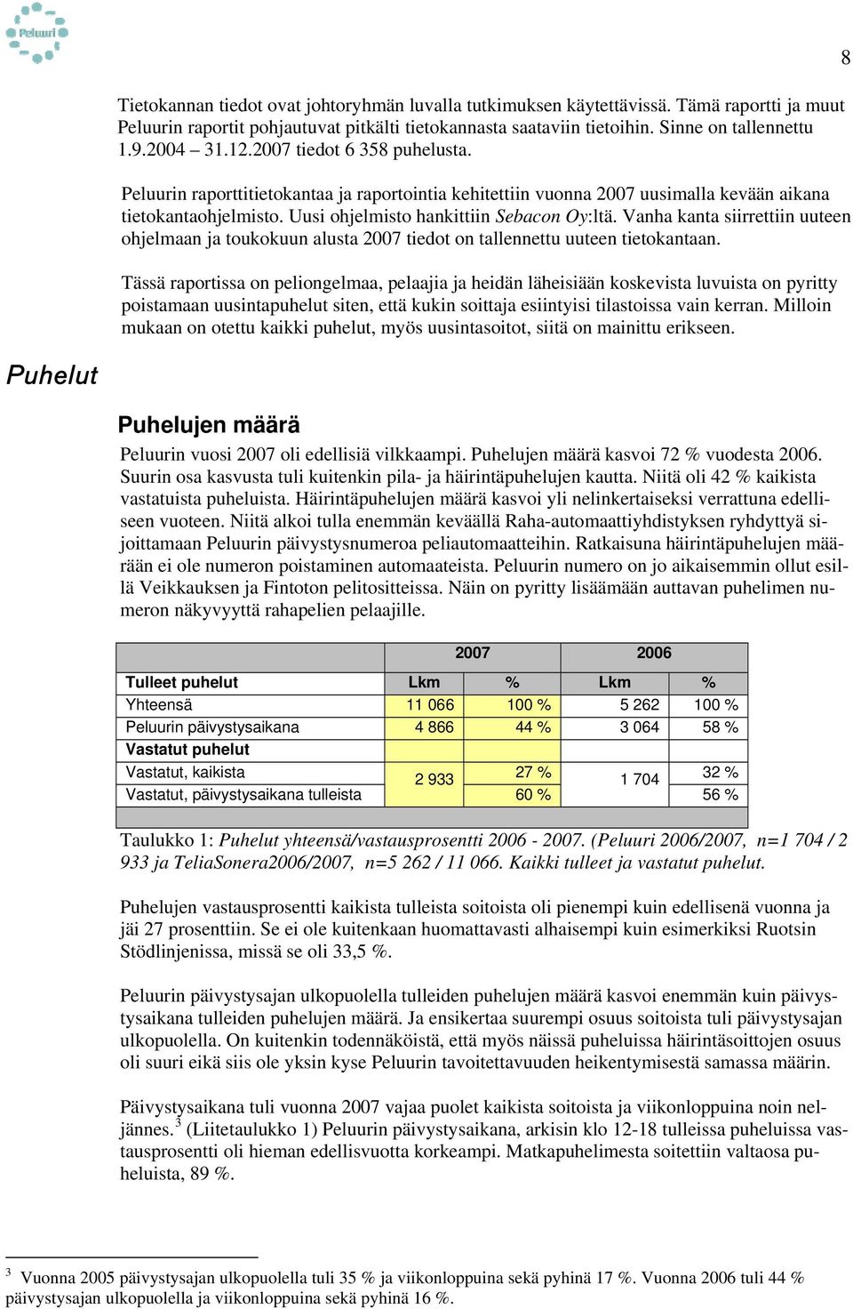 Vanha kanta siirrettiin uuteen ohjelmaan ja toukokuun alusta 2007 tiedot on tallennettu uuteen tietokantaan.