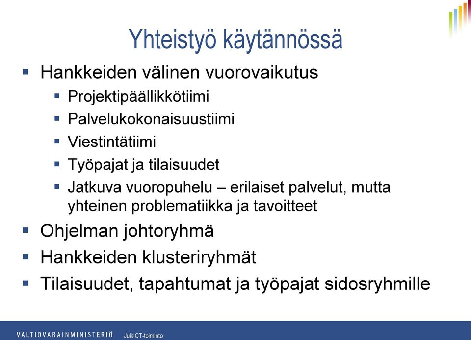 vuoropuhelu erilaiset palvelut, mutta yhteinen problematiikka ja tavoitteet