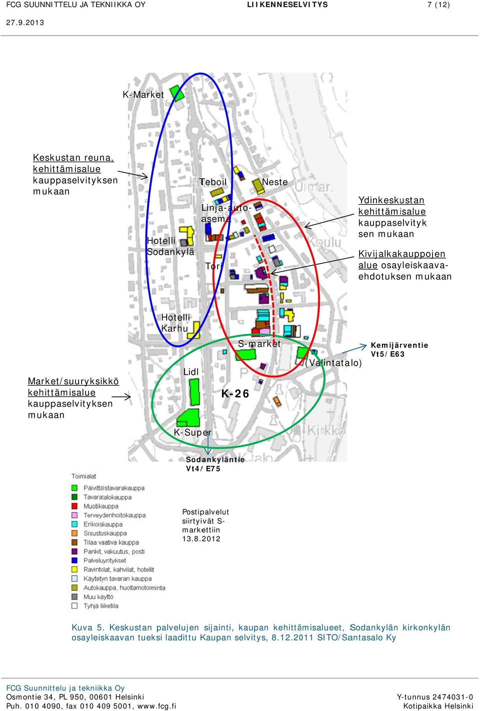 Market/suuryksikkö kehittämisalue kauppaselvityksen mukaan Lidl K-26 S-market (Valintatalo) Kemijärventie Vt5/E63 K-Super Sodankyläntie Vt4/ /E75 Postipalvelut
