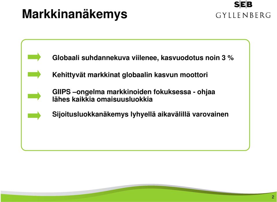 ongelma markkinoiden fokuksessa - ohjaa lähes kaikkia