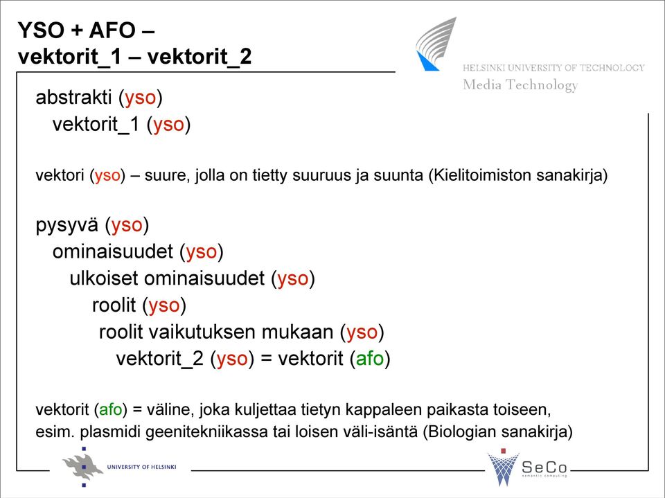 roolit vaikutuksen mukaan (yso) vektorit_2 (yso) = vektorit (afo) vektorit (afo) = väline, joka kuljettaa