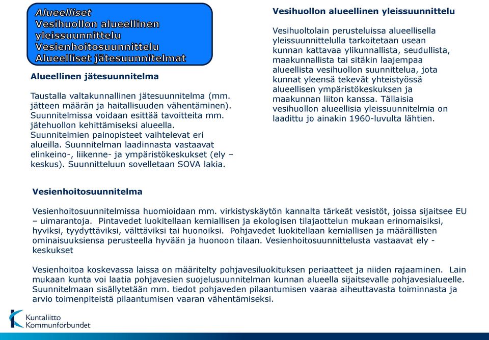 Suunnitelman laadinnasta vastaavat elinkeino-, liikenne- ja ympäristökeskukset (ely keskus). Suunnitteluun sovelletaan SOVA lakia.