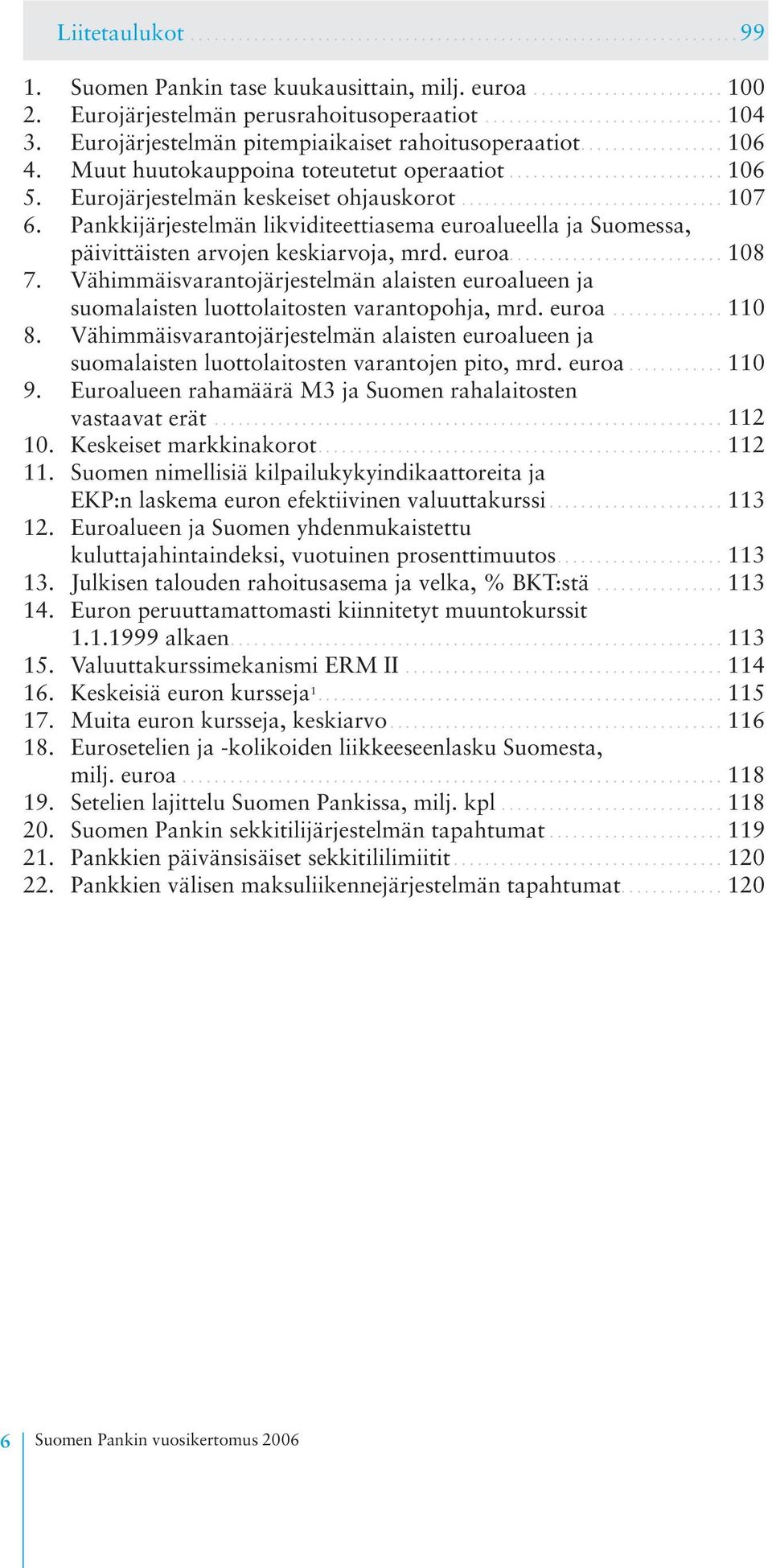 ........................... 106 5. Eurojärjestelmän keskeiset ohjauskorot.................................. 107 6.