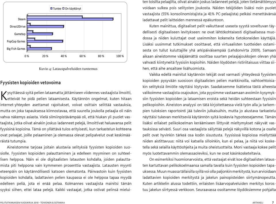 Käytännön ongelmat, kuten hitaan internet-yhteyden asettamat rajoitukset, voivat osittain selittää vastauksia, mutta on joka tapauksessa kiinnostavaa, että suurella joukolla pelaajia oli näin vahva