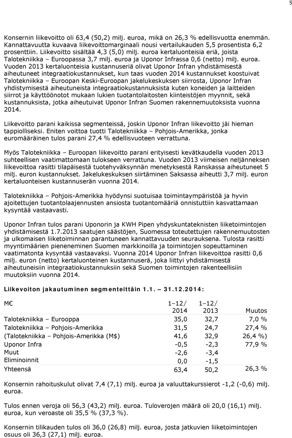 kertaluonteisia eriä, joista Talotekniikka Euroopassa 3,7 milj. euroa 