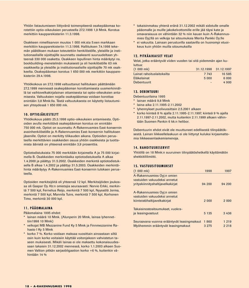 1998 tekemän päätöksen mukaan toteutettiin henkilöstölle, yleisölle ja institutionaalisille sijoittajille suunnattu osakeanti suuruudeltaan yhteensä 330 000 osaketta.