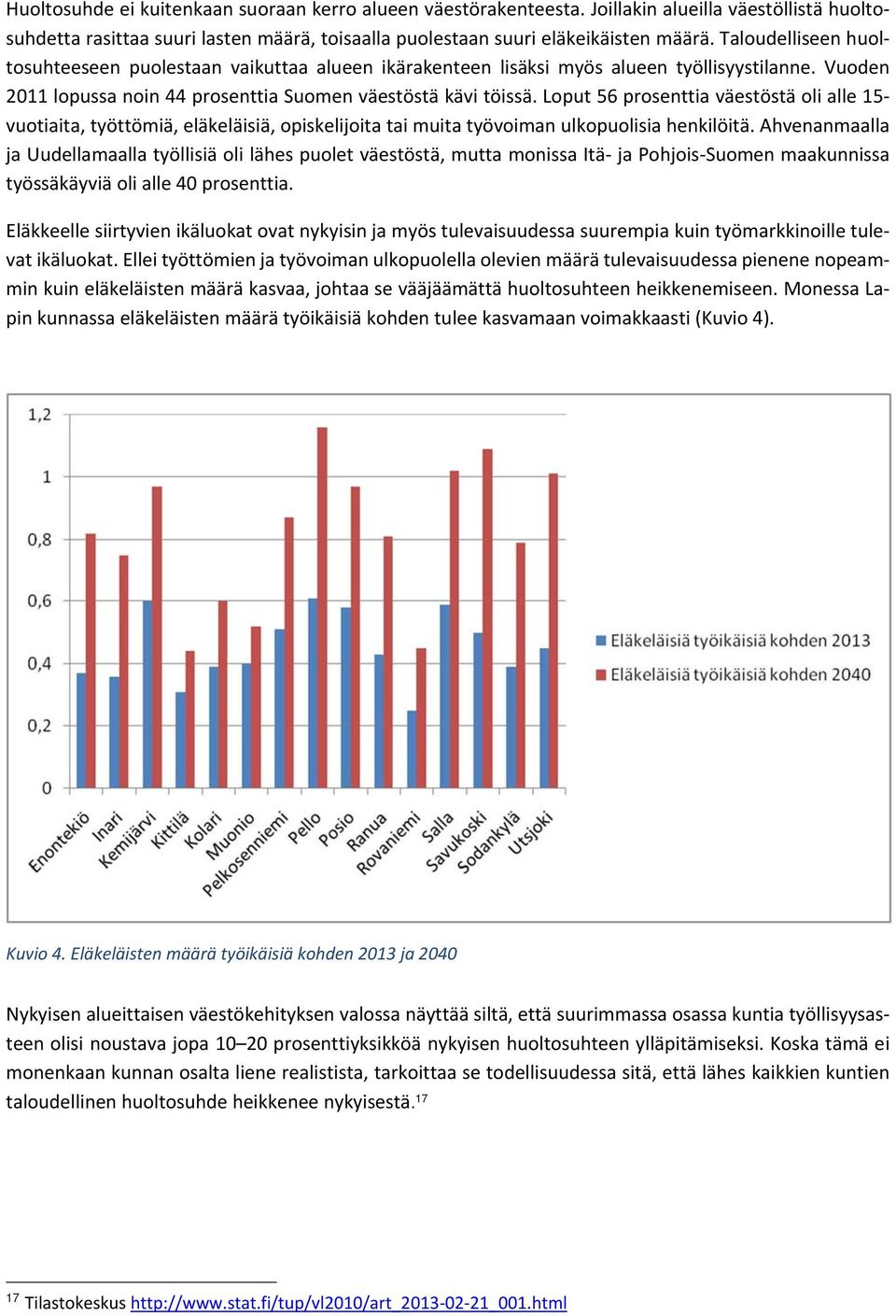 Loput 56 prosenttia väestöstä oli alle 15 vuotiaita, työttömiä, eläkeläisiä, opiskelijoita tai muita työvoiman ulkopuolisia henkilöitä.