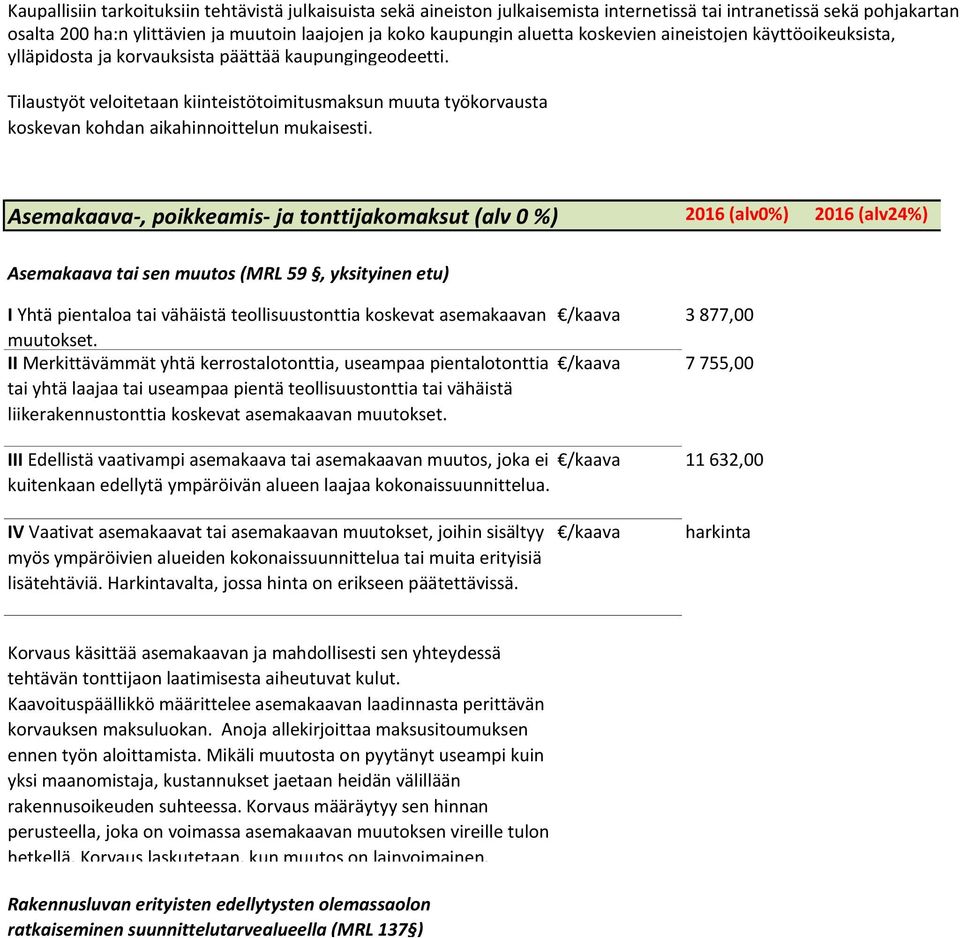 Tilaustyöt veloitetaan kiinteistötoimitusmaksun muuta työkorvausta koskevan kohdan aikahinnoittelun mukaisesti.