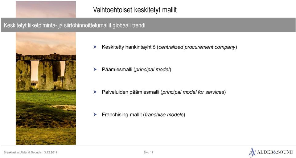 (centralized procurement company) Päämiesmalli (principal model)