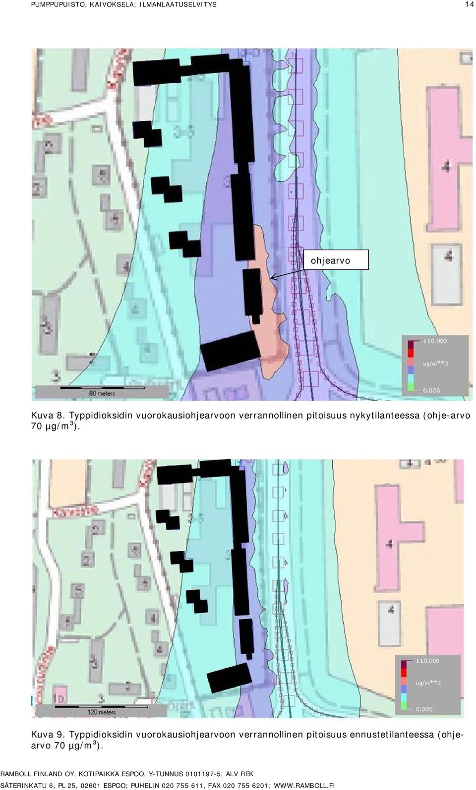 nykytilanteessa (ohje-arvo 70 µg/m 3 ). Kuva 9.