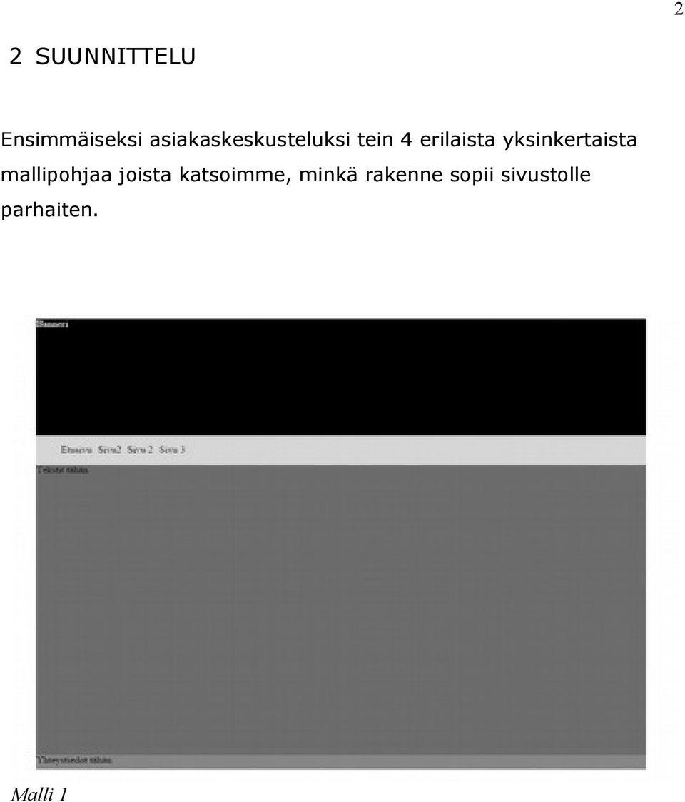 yksinkertaista mallipohjaa joista