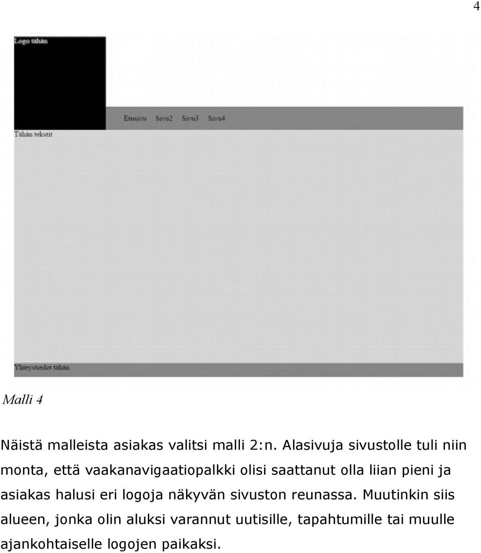 olla liian pieni ja asiakas halusi eri logoja näkyvän sivuston reunassa.