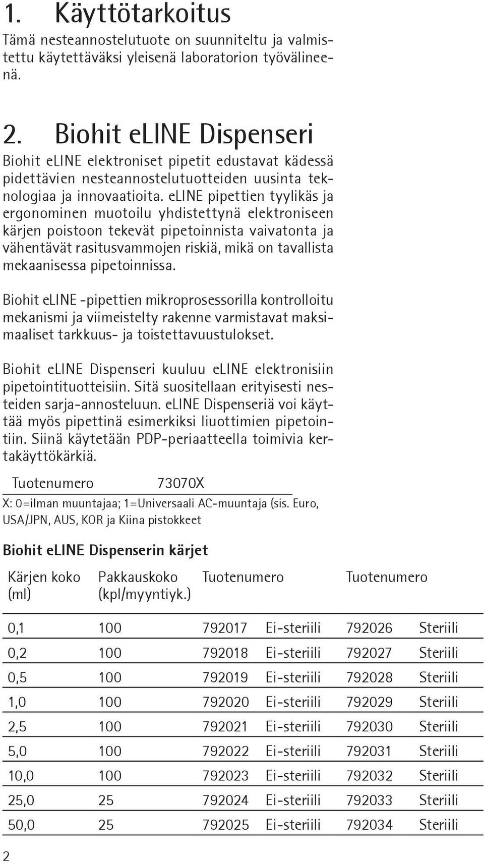 eline pipettien tyylikäs ja ergonominen muotoilu yhdistettynä elektroniseen kärjen poistoon tekevät pipetoinnista vaivatonta ja vähentävät rasitusvammojen riskiä, mikä on tavallista mekaanisessa