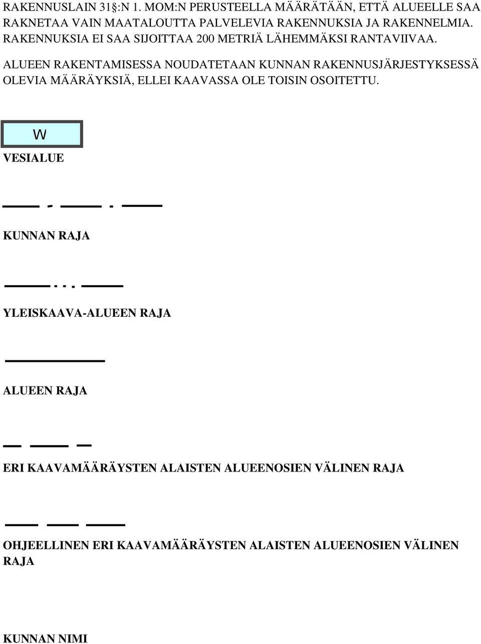 RAKENNUKSIA EI SAA SIJOITTAA 200 METRIÄ LÄHEMMÄKSI RANTAVIIVAA.