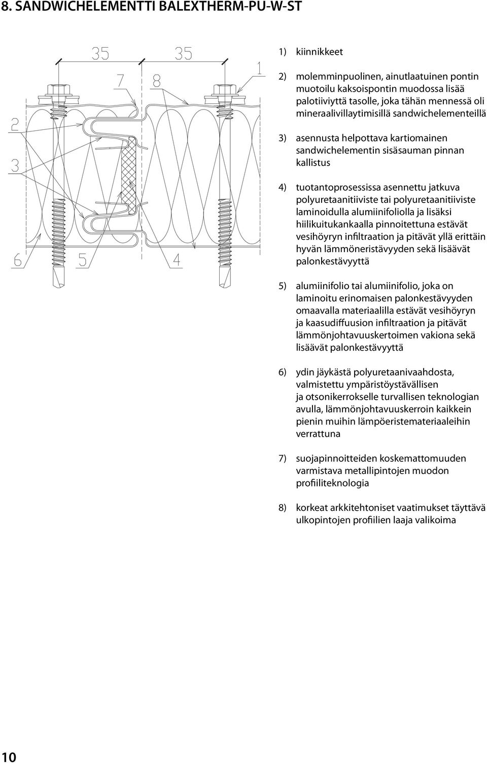 polyuretaanitiiviste laminoidulla alumiinifoliolla ja lisäksi hiilikuitukankaalla pinnoitettuna estävät vesihöyryn infiltraation ja pitävät yllä erittäin hyvän lämmöneristävyyden sekä lisäävät