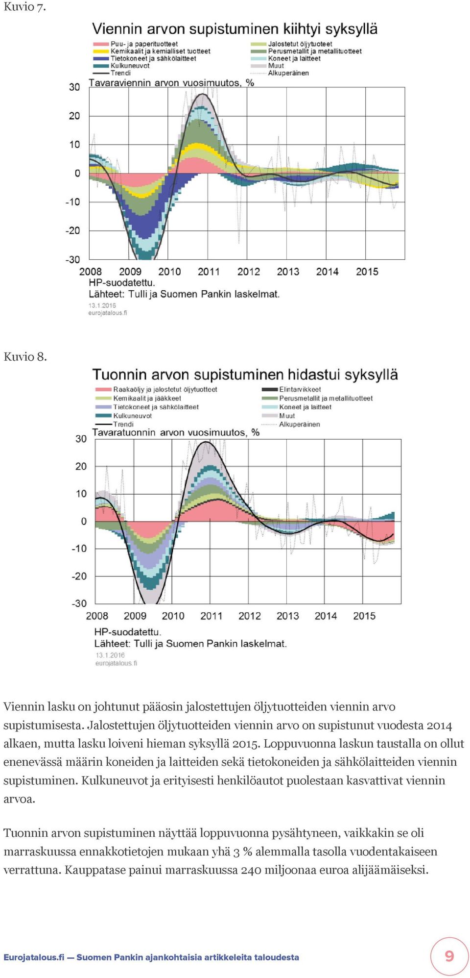 Loppuvuonna laskun taustalla on ollut enenevässä määrin koneiden ja laitteiden sekä tietokoneiden ja sähkölaitteiden viennin supistuminen.