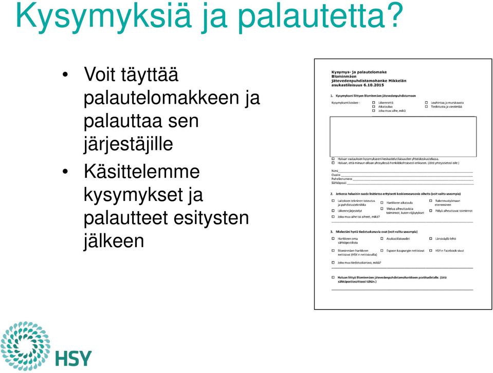 palauttaa sen järjestäjille