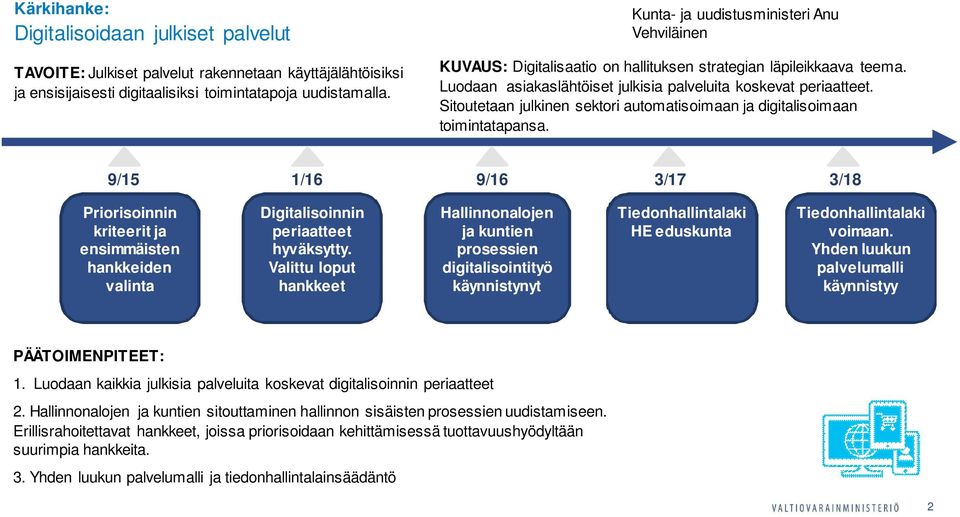 Sitoutetaan julkinen sektori automatisoimaan ja digitalisoimaan toimintatapansa.