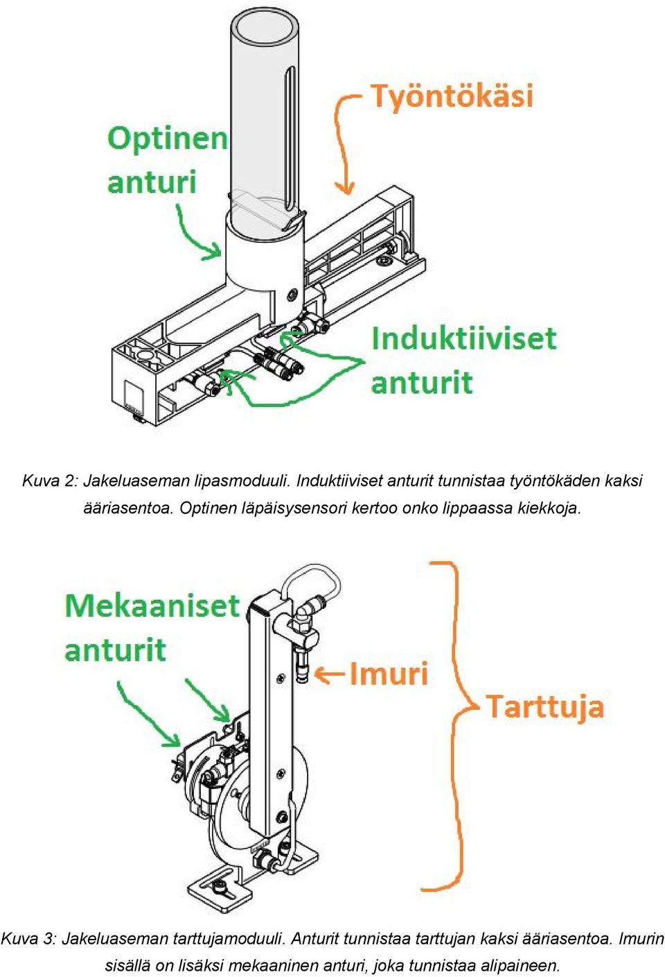 Optinen läpäisysensori kertoo onko lippaassa kiekkoja.