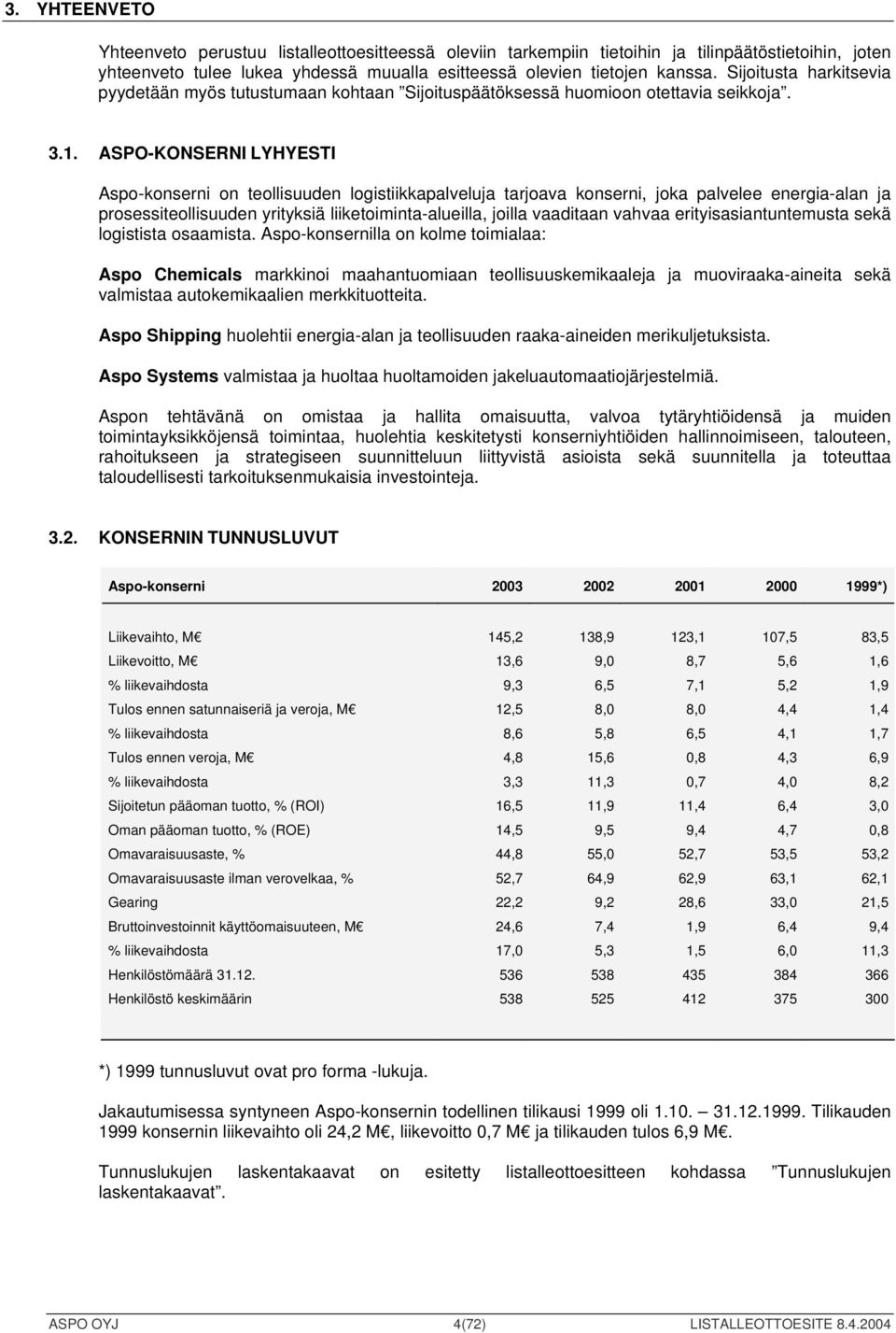 ASPO-KONSERNI LYHYESTI Aspo-konserni on teollisuuden logistiikkapalveluja tarjoava konserni, joka palvelee energia-alan ja prosessiteollisuuden yrityksiä liiketoiminta-alueilla, joilla vaaditaan