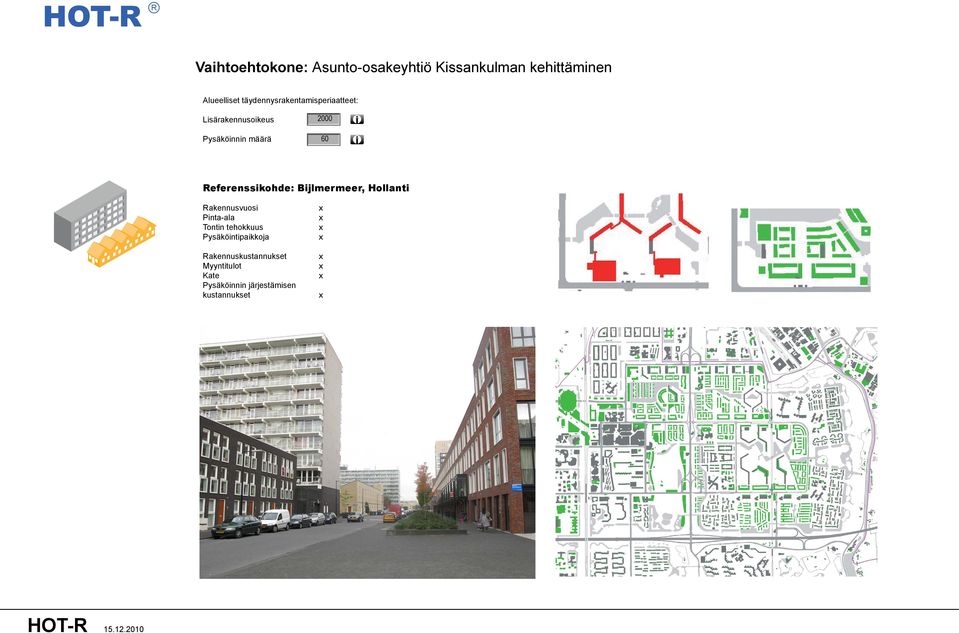 Referenssikohde: Bijlmermeer, Hollanti Rakennusvuosi Pinta-ala Tontin tehokkuus