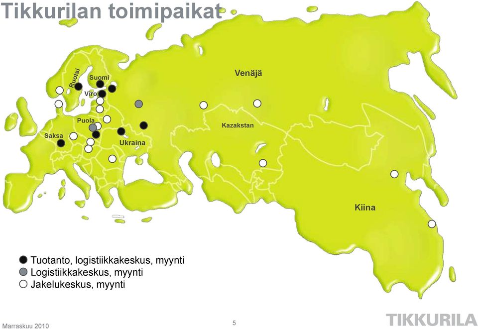 Tuotanto, logistiikkakeskus, myynti