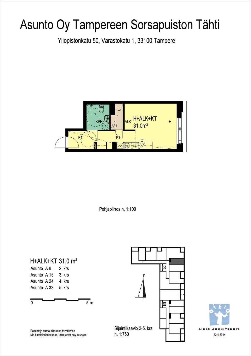 1:100 +A+ 31,0 m² Asunto A 6 2.