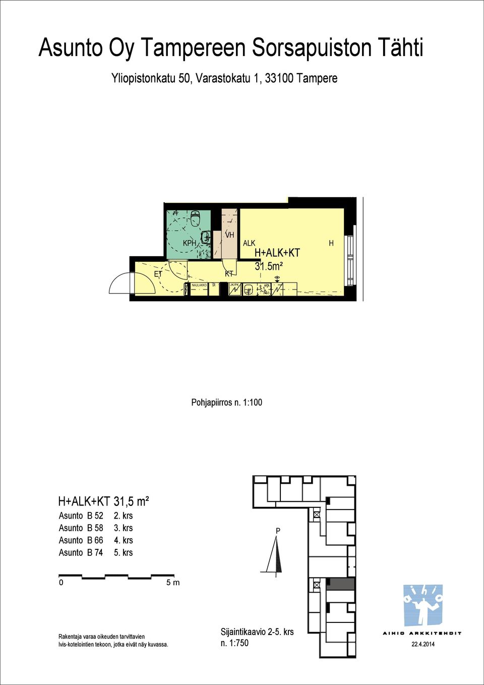 1:100 +A+ 31,5 m² Asunto B 52 2.