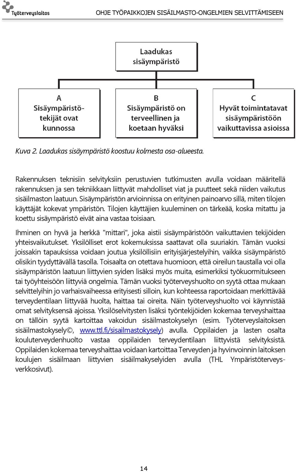 Sisäympäristön arvioinnissa on erityinen painoarvo sillä, miten tilojen käyttäjät kokevat ympäristön.