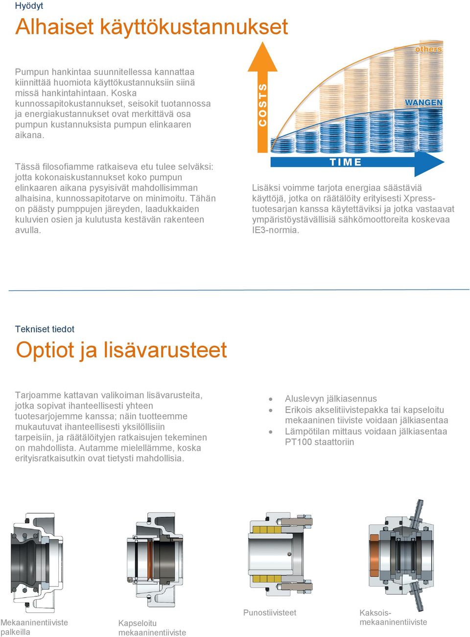 Tässä filosofiamme ratkaiseva etu tulee selväksi: jotta kokonaiskustannukset koko pumpun elinkaaren aikana pysyisivät mahdollisimman alhaisina, kunnossapitotarve on minimoitu.