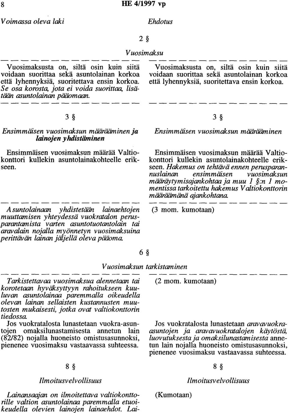 3 Ensimmäisen vuosimaksun määrääminen ja lainojen yhdistäminen Ensimmäisen vuosimaksun määrää V aitiokonttori kullekin asuntolainakohteelle erikseen.